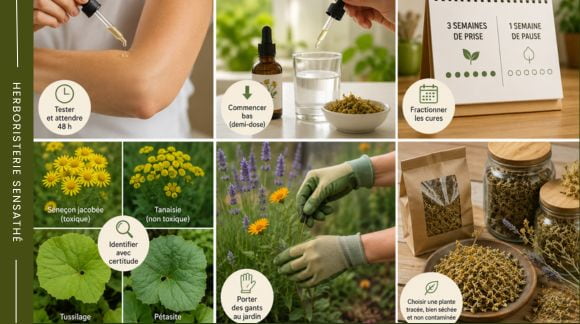 Précautions avec les Astéracées  test cutané, faible dose, pauses, identification des plantes et port de gants - Herboristerie Sensathé